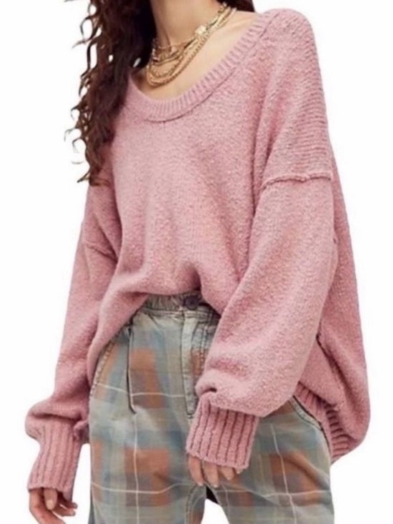Free People Sweaters - FREE PEOPLE BROOKSIDE ALPINE ROSE OVERSIZED KNIT TUNIC SWEATER SIZE MEDIUM